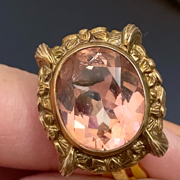 Vintage Morganite Glass 925 Clip On Earrings - Picture 3 of 16